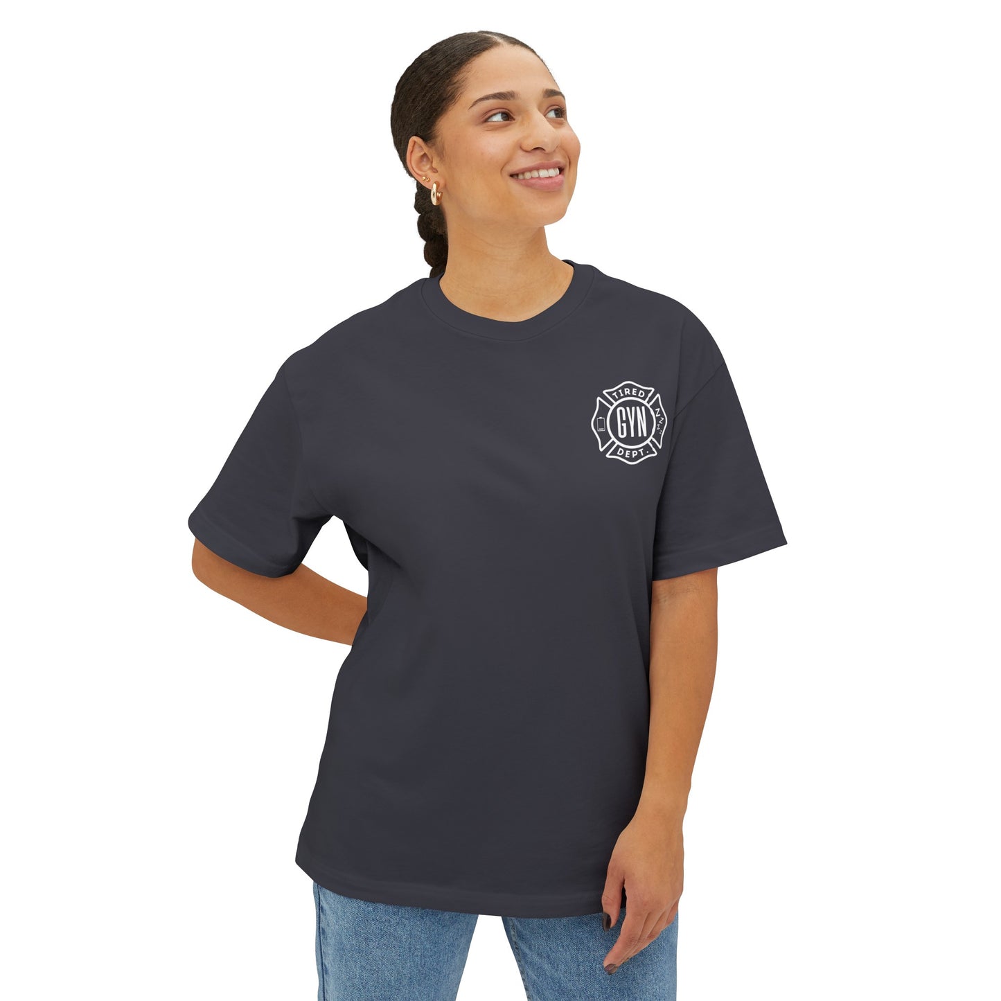 GYN Lyfestyle - Tired Department Unisex Oversized Pump Cover T-Shirt