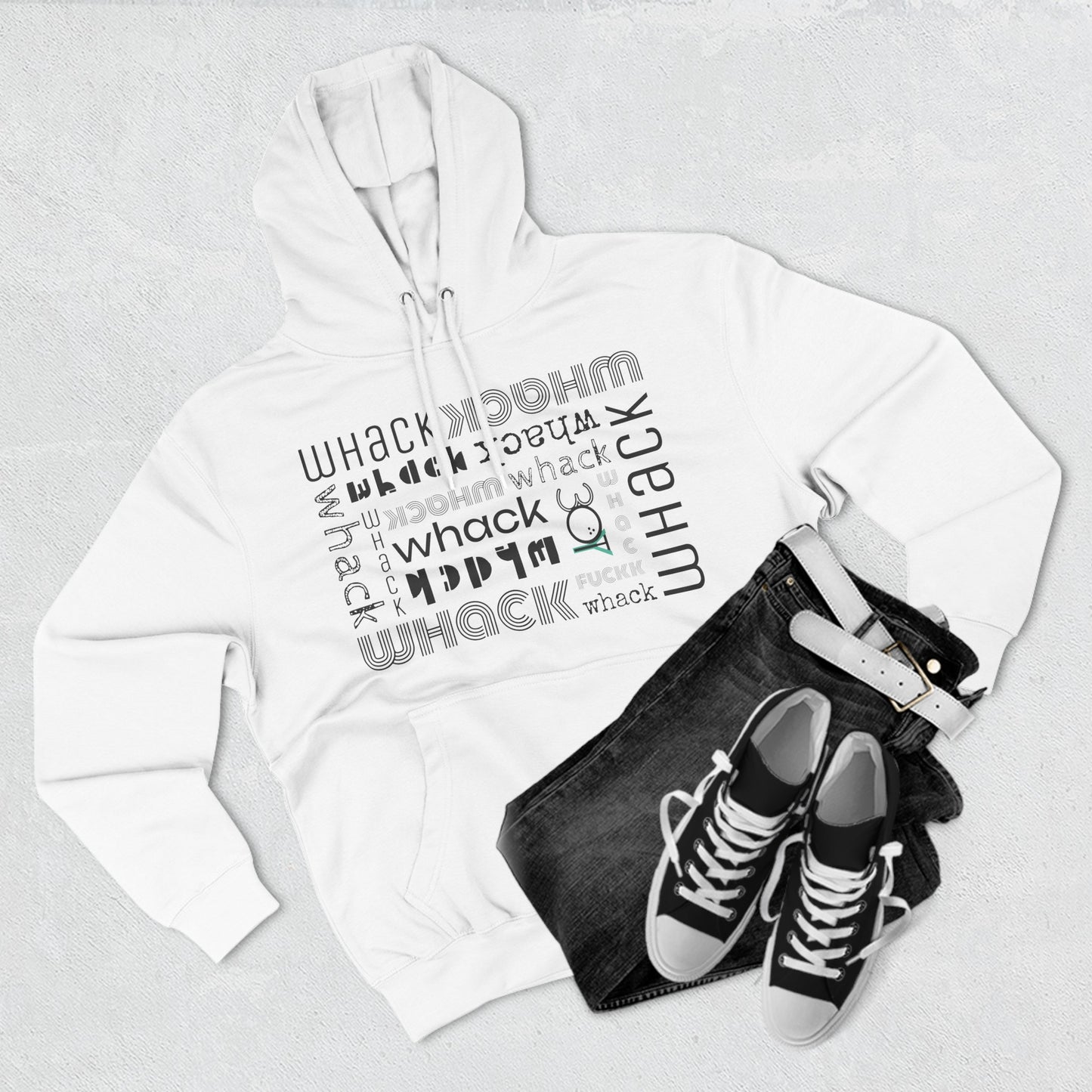 3OT Small Logo WHACK F*ck Abstract Unisex Pullover Hoodie [Front Print]