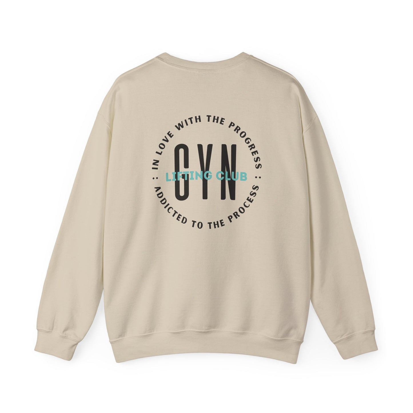 GYN Lifting Club Pump Cover (small front logo with back print) Unisex Sweatshirt