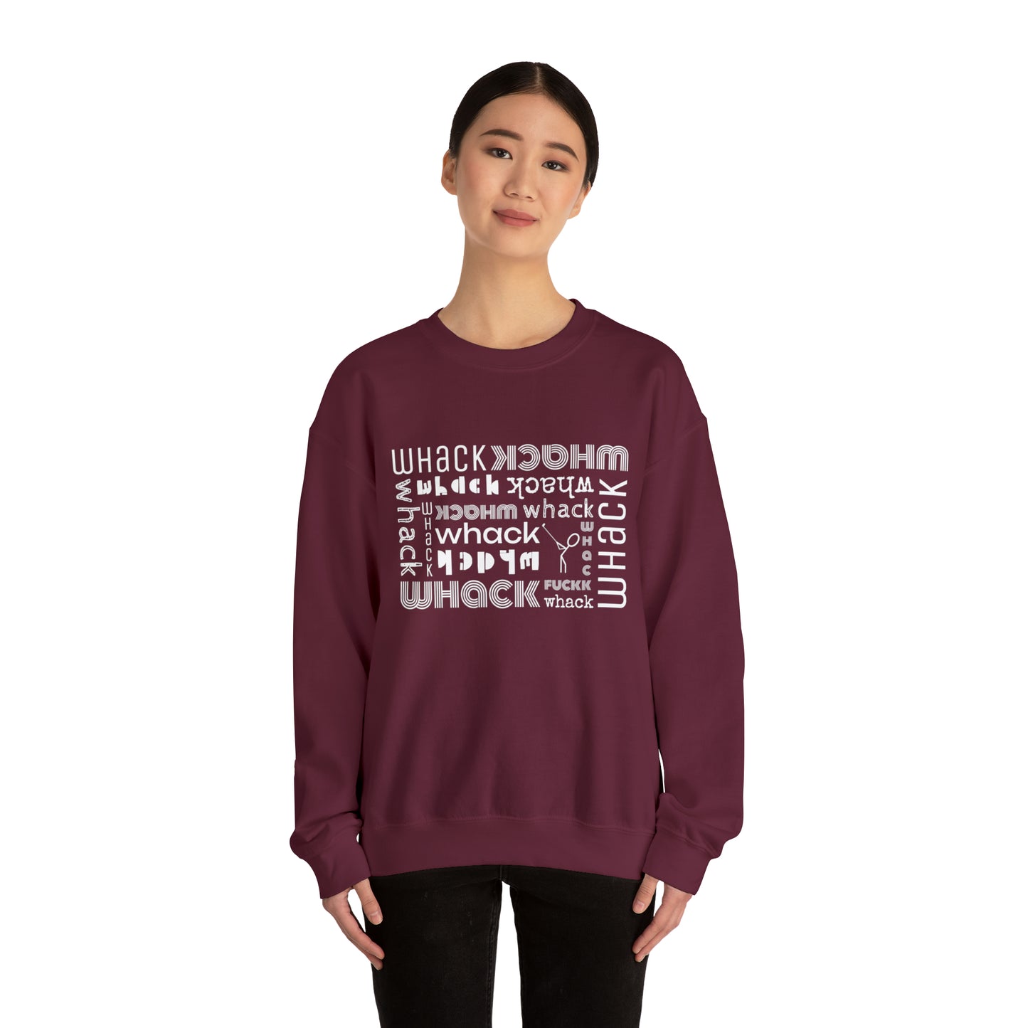 3OT WHACK F*CK Right Hand Golfer Unisex Crewneck Sweatshirt [front print & back logo]