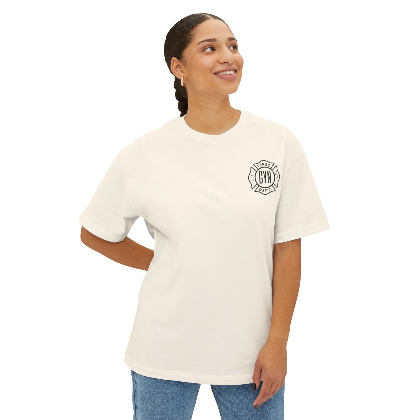 GYN Lyfestyle - Tired Department Unisex Oversized Pump Cover T-Shirt