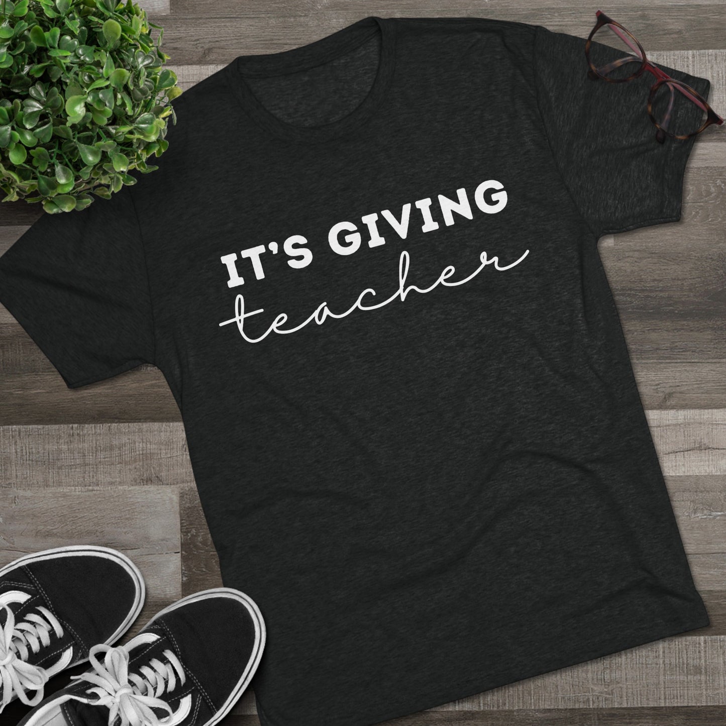 "It's Giving Teacher" Unisex Crew Tee (TRI-BLEND)