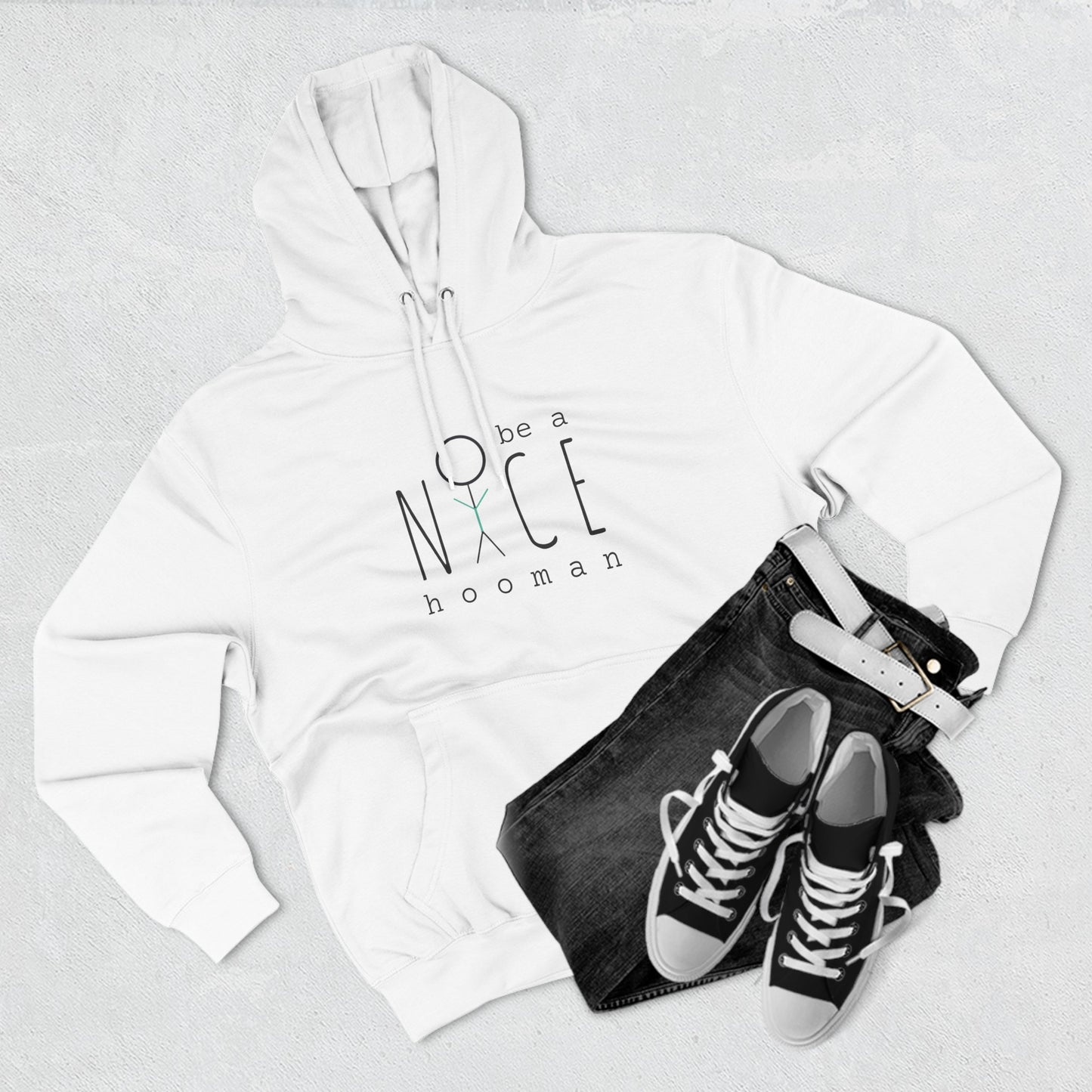 "Be A Nice Hooman" Unisex Pullover Hoodie [Front Print]