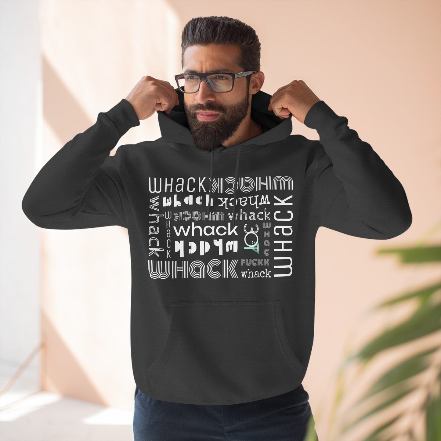 3OT Small Logo WHACK F*ck Abstract Unisex Pullover Hoodie [Front Print]