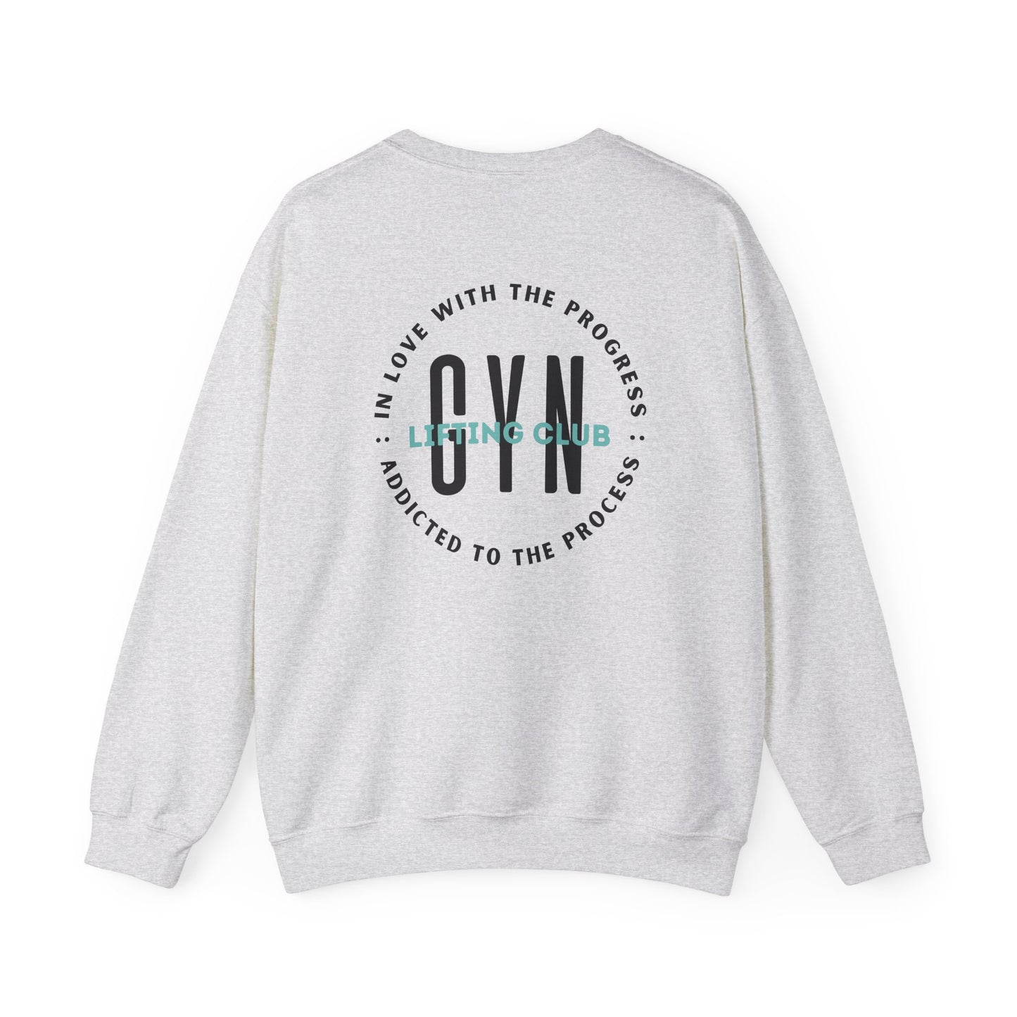 GYN Lifting Club Pump Cover (small front logo with back print) Unisex Sweatshirt