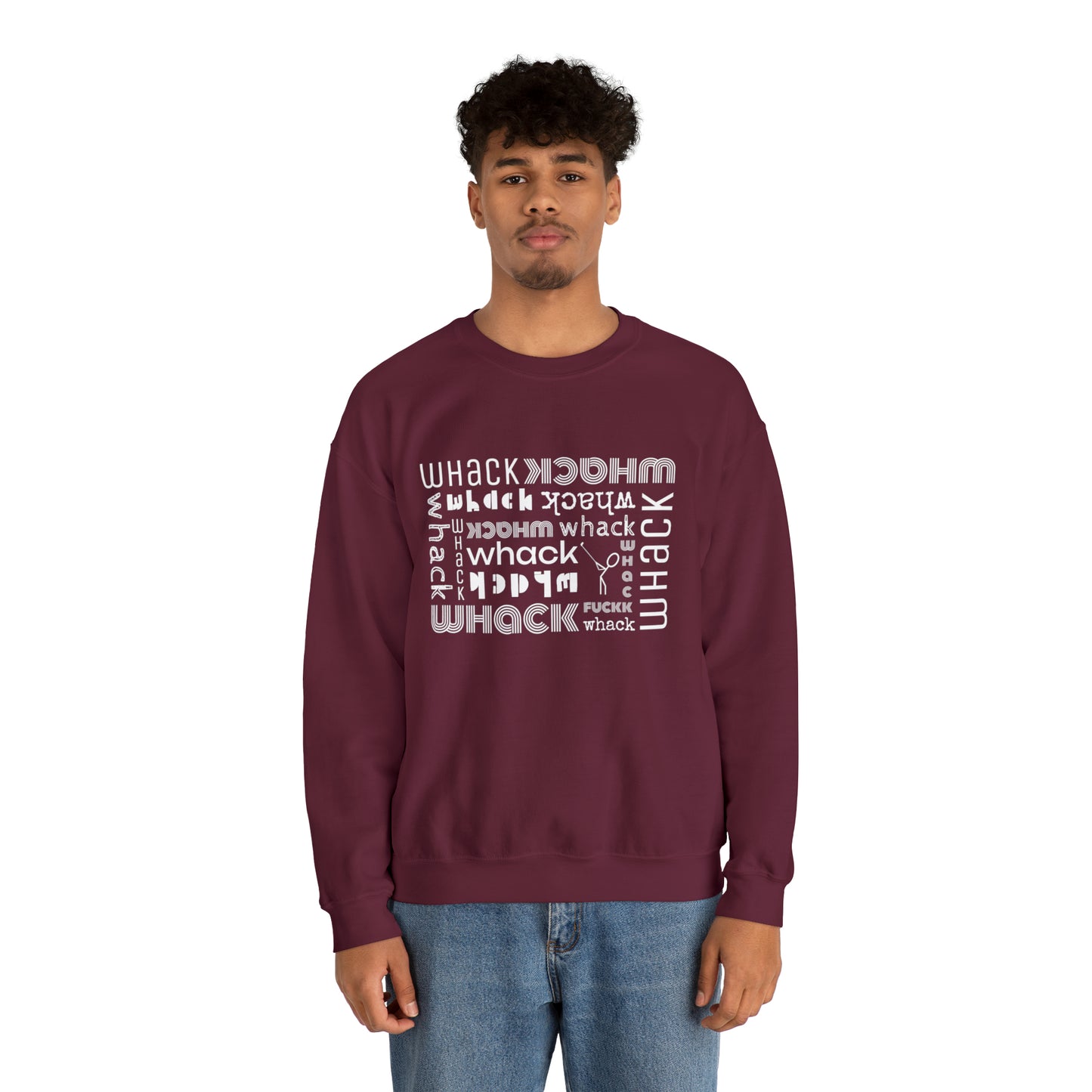 3OT WHACK F*CK Right Hand Golfer Unisex Crewneck Sweatshirt [front print & back logo]