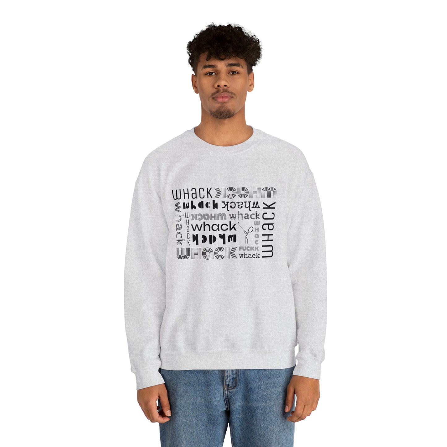 3OT WHACK F*CK Right Hand Golfer Unisex Crewneck Sweatshirt [front print & back logo]