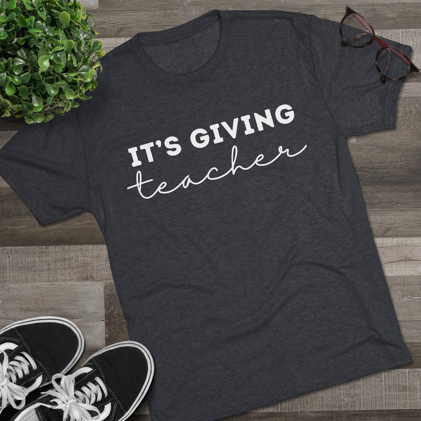 "It's Giving Teacher" Unisex Crew Tee (TRI-BLEND)