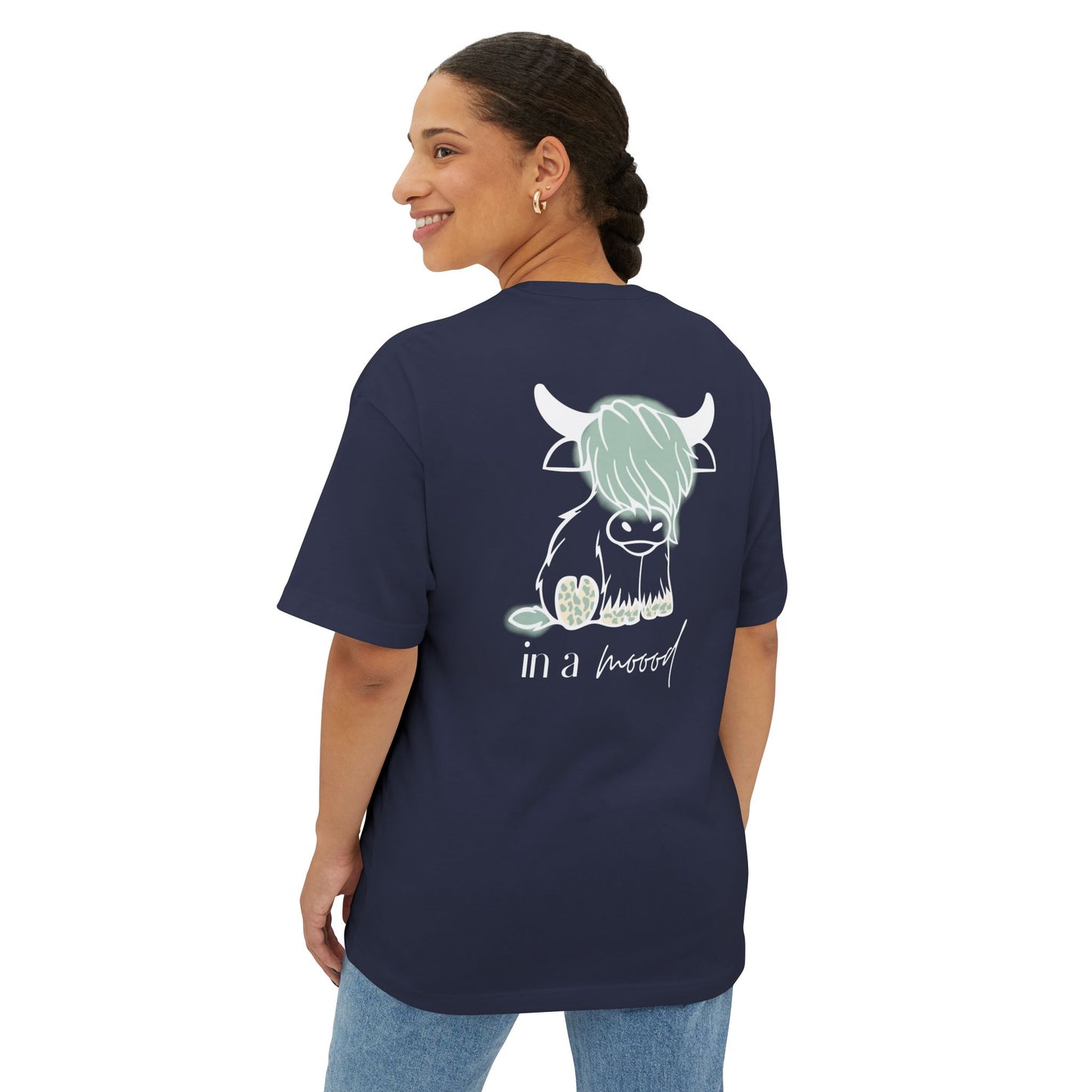 Bull head "In a moood" Graphic Unisex Oversized T-Shirt (front & back print)