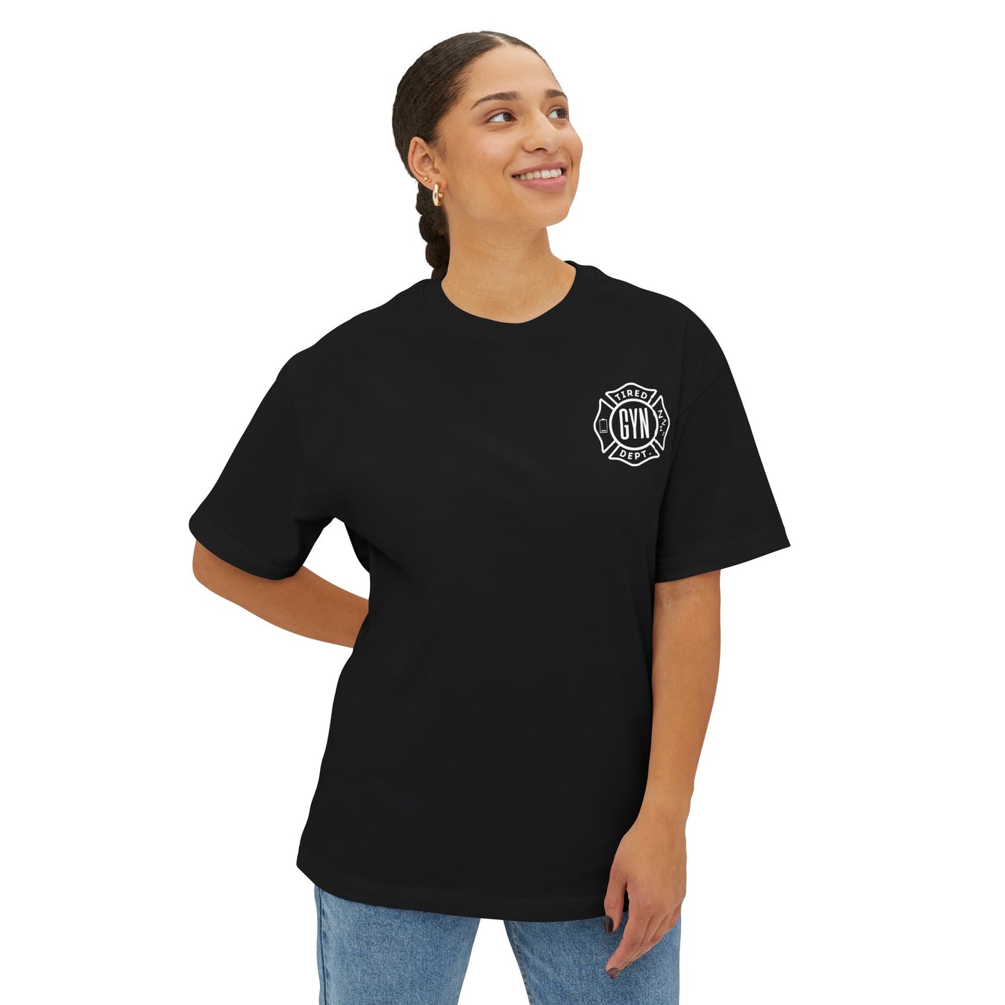 GYN Lyfestyle - Tired Department Unisex Oversized Pump Cover T-Shirt