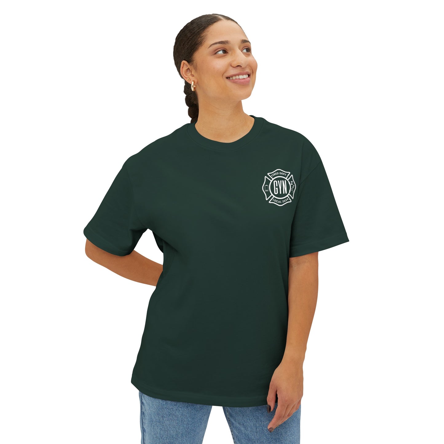 GYN Lyfestyle - Tired Department Local 2024 Unisex Oversized Pump Cover T-Shirt