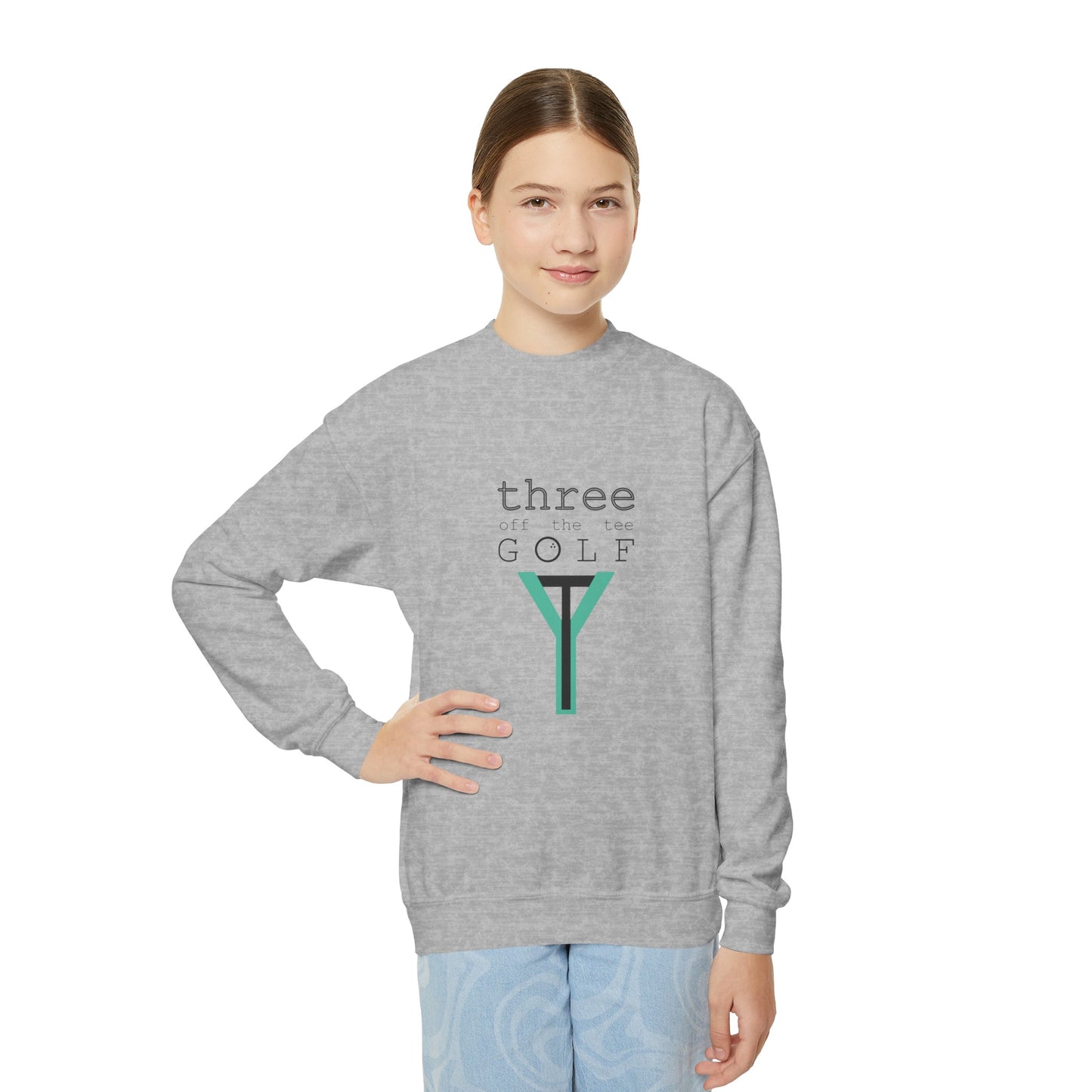 Kids 3OT Full Logo Right Hand Golfer Youth Crewneck Sweatshirt