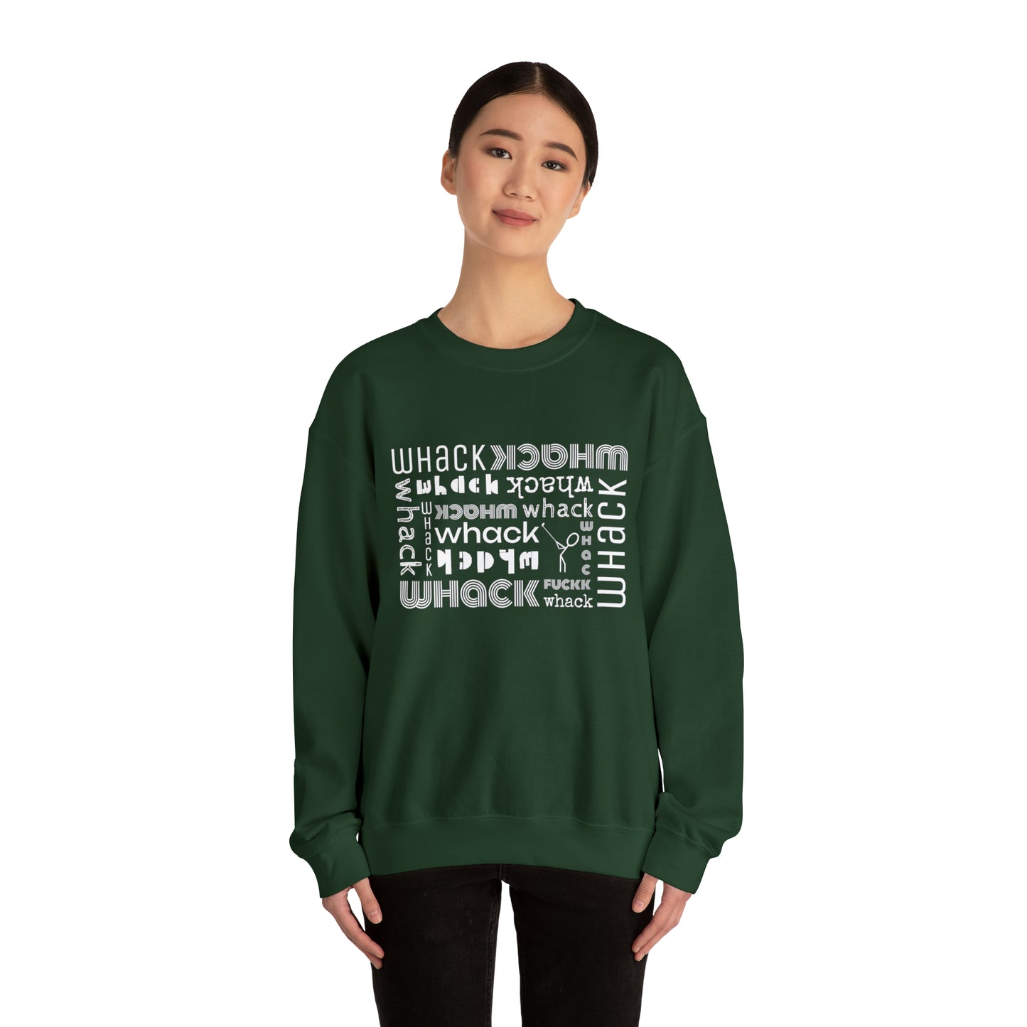 3OT WHACK F*CK Right Hand Golfer Unisex Crewneck Sweatshirt [front print & back logo]