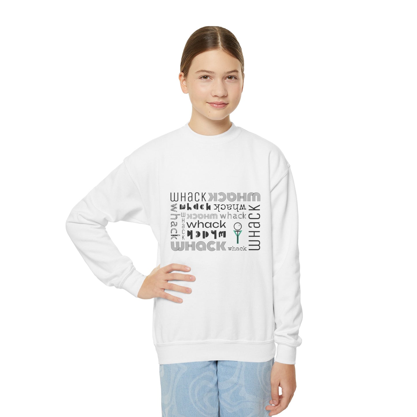 Kids 3OT GolfTee Logo WHACK Youth Crewneck Sweatshirt