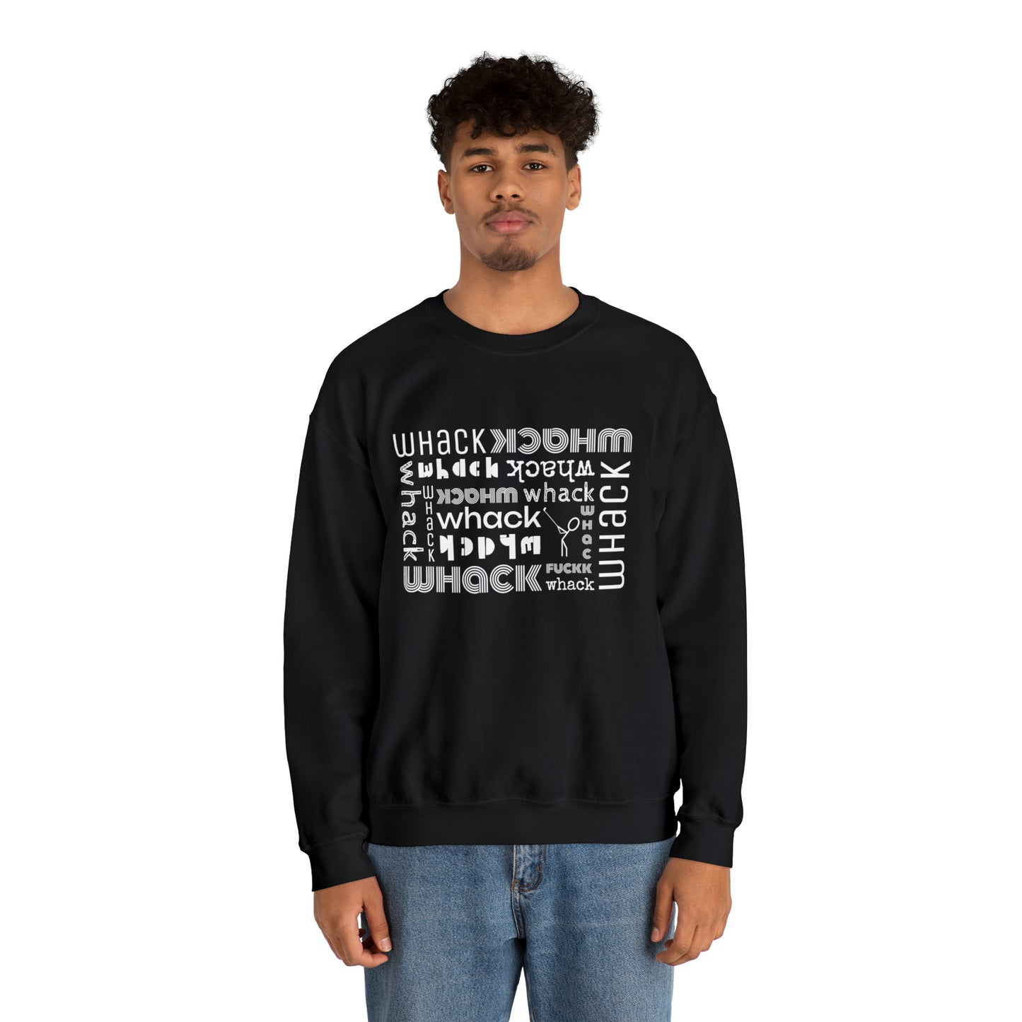 3OT WHACK F*CK Right Hand Golfer Unisex Crewneck Sweatshirt [front print & back logo]