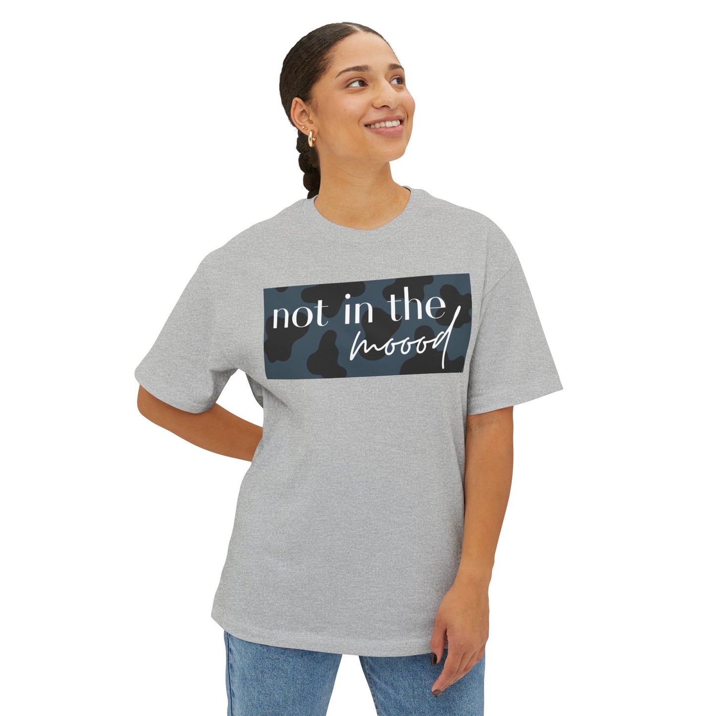 "Not in the moood" Plate Graphic Unisex Oversized T-Shirt