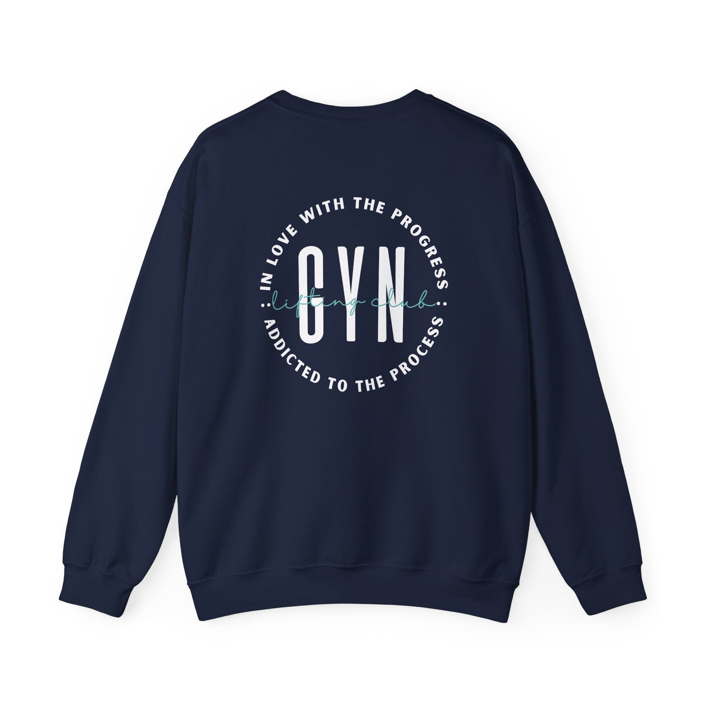 GYN Lifting Club Pump Cover (small front logo with back print) Unisex Sweatshirt