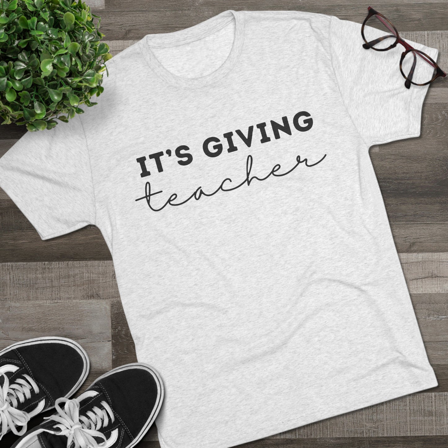 "It's Giving Teacher" Unisex Crew Tee (TRI-BLEND)