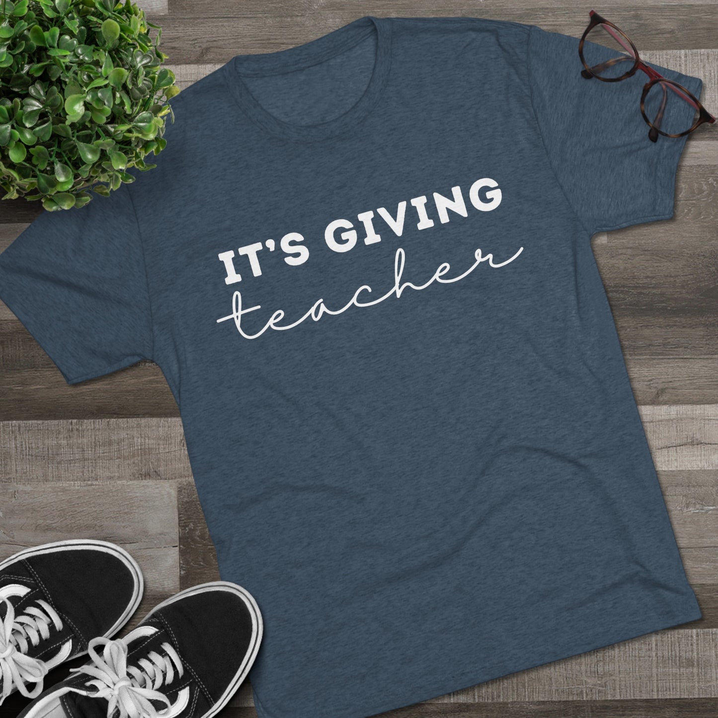 "It's Giving Teacher" Unisex Crew Tee (TRI-BLEND)