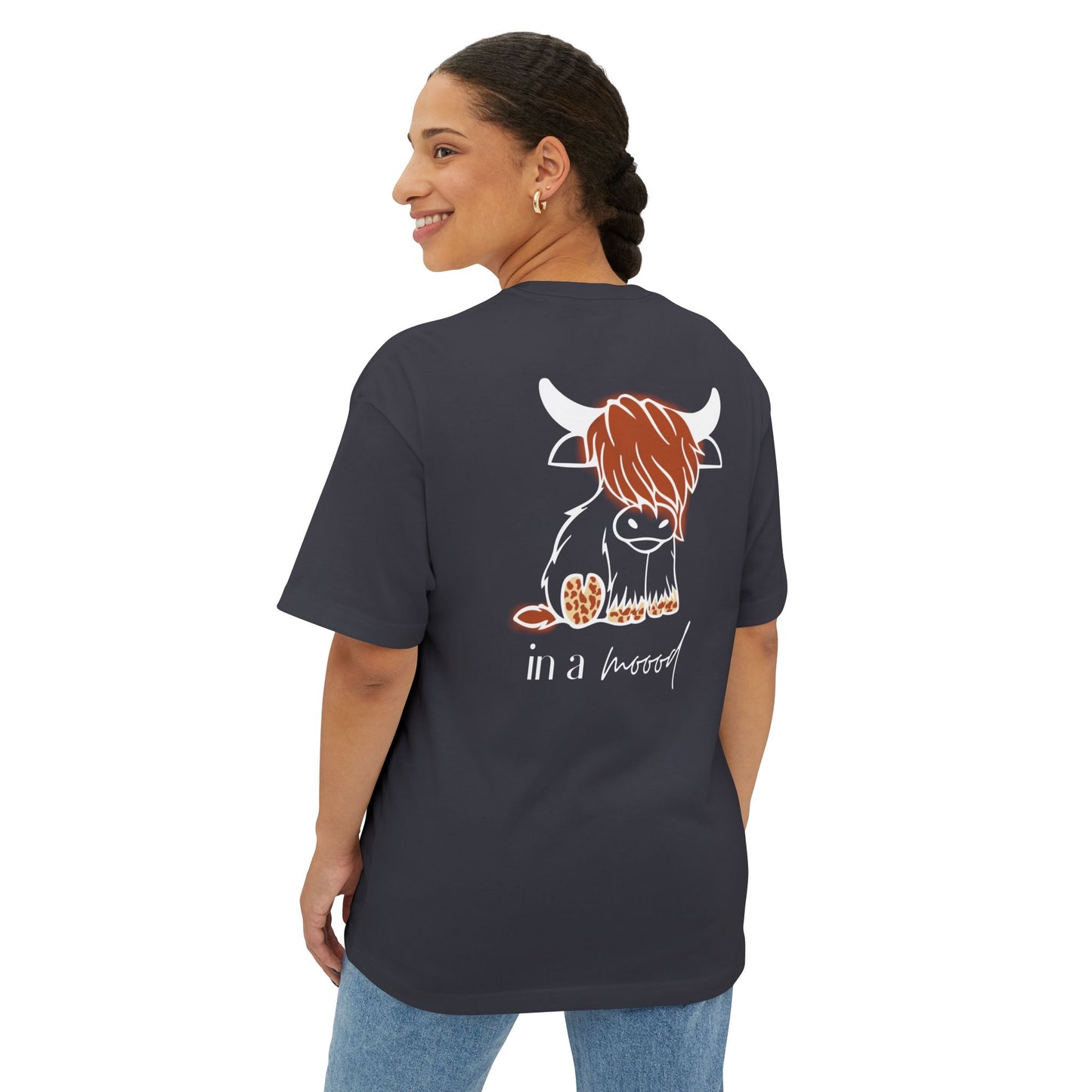 Bull head "In a moood" Graphic Unisex Oversized T-Shirt (front & back print)