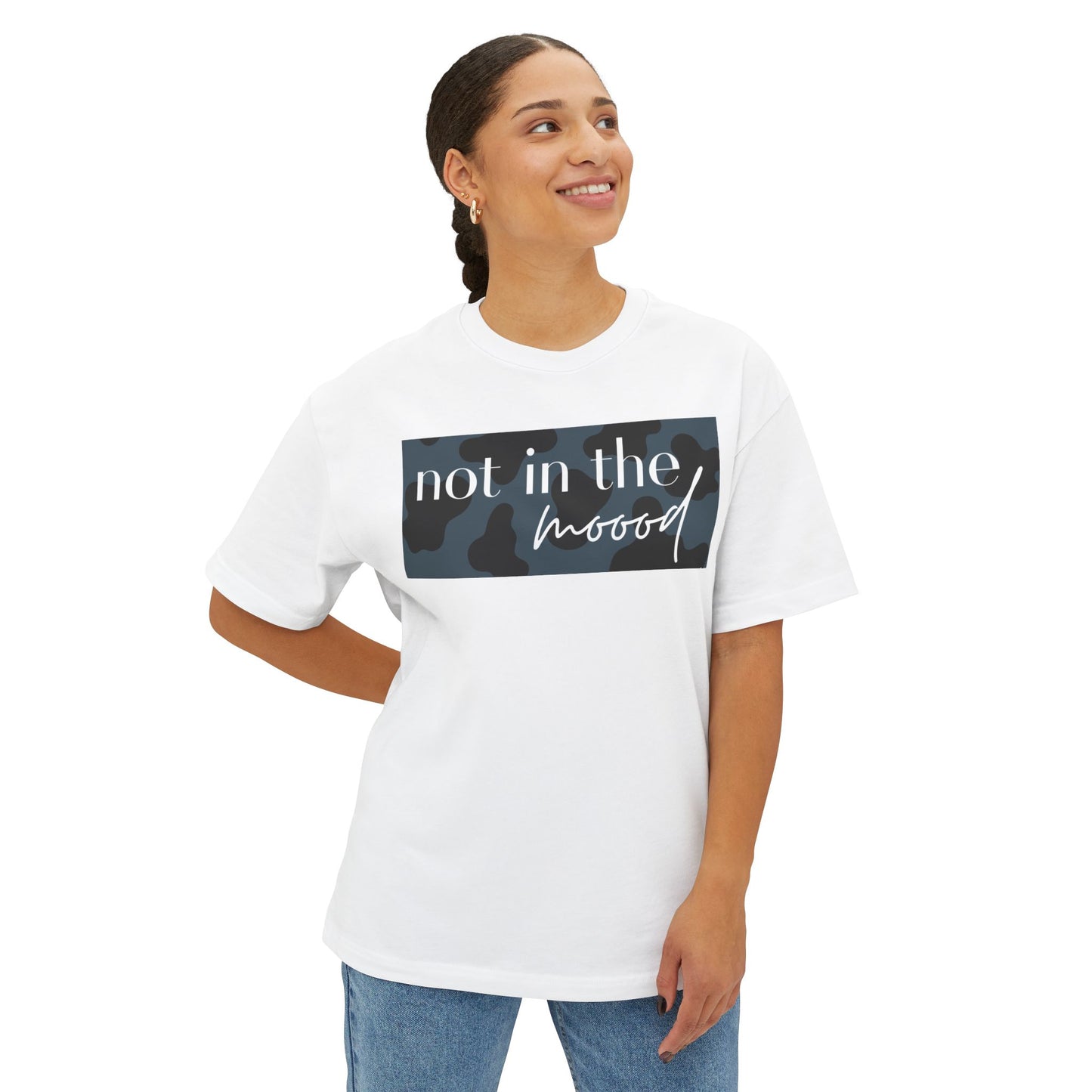 "Not in the moood" Plate Graphic Unisex Oversized T-Shirt