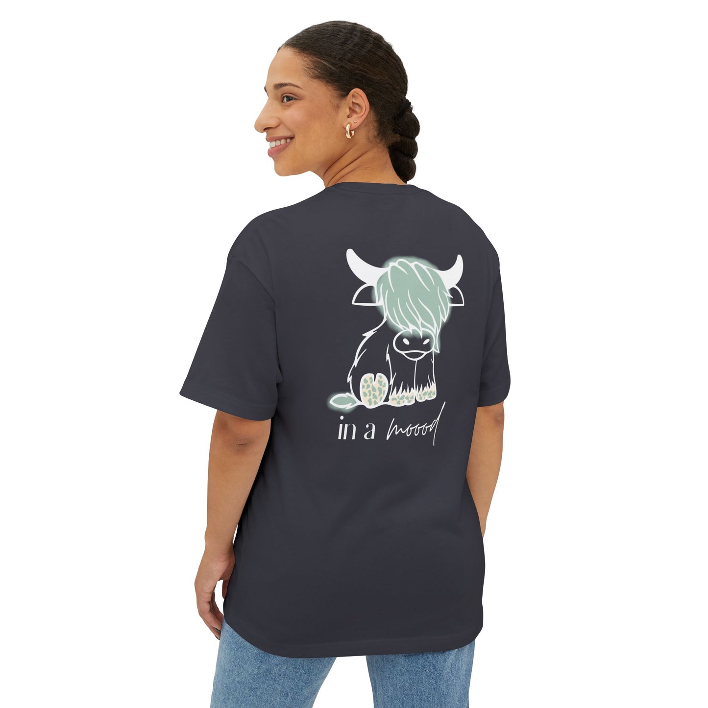 Bull head "In a moood" Graphic Unisex Oversized T-Shirt (front & back print)