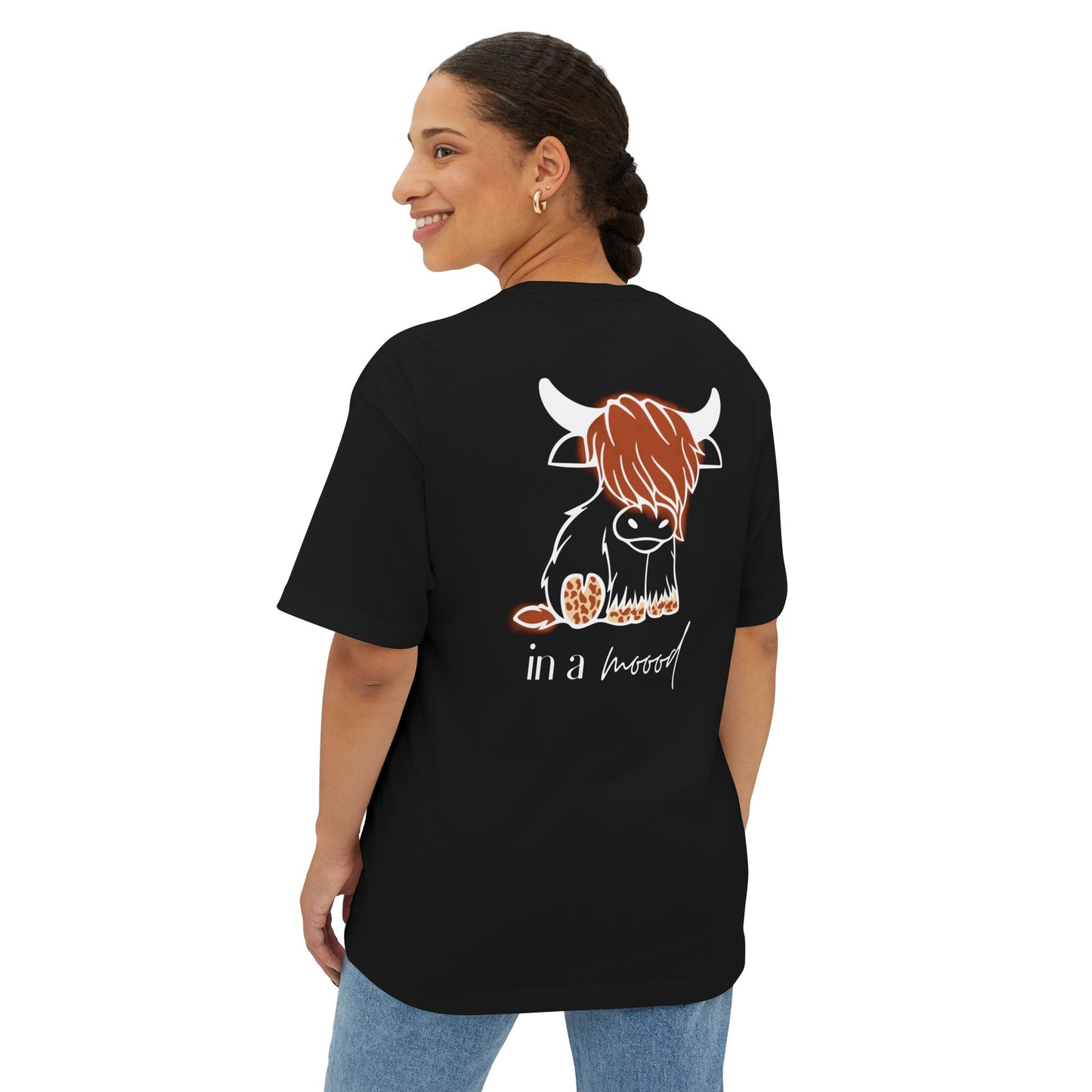 Bull head "In a moood" Graphic Unisex Oversized T-Shirt (front & back print)