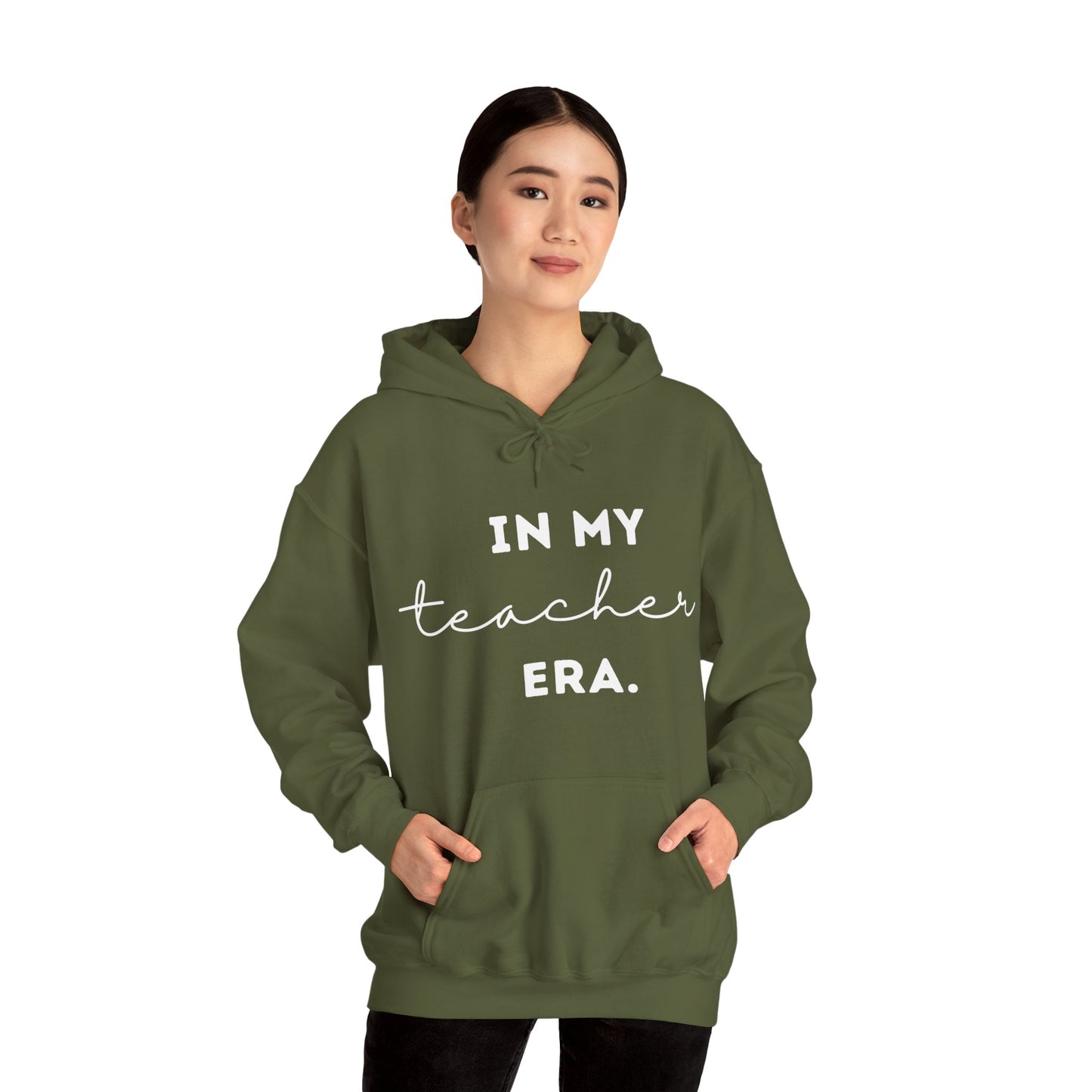 "IN MY TEACHER ERA." Unisex Heavy Blend™ Hooded Sweatshirt