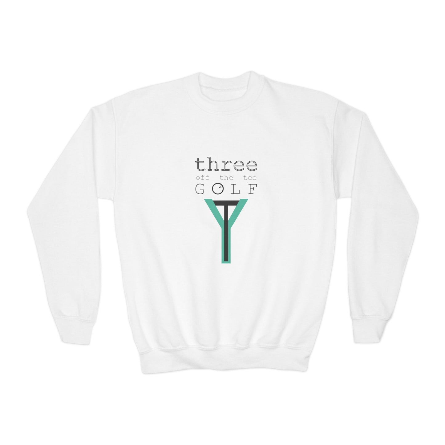 Kids 3OT Full Logo Left Hand Golfer Youth Crewneck Sweatshirt