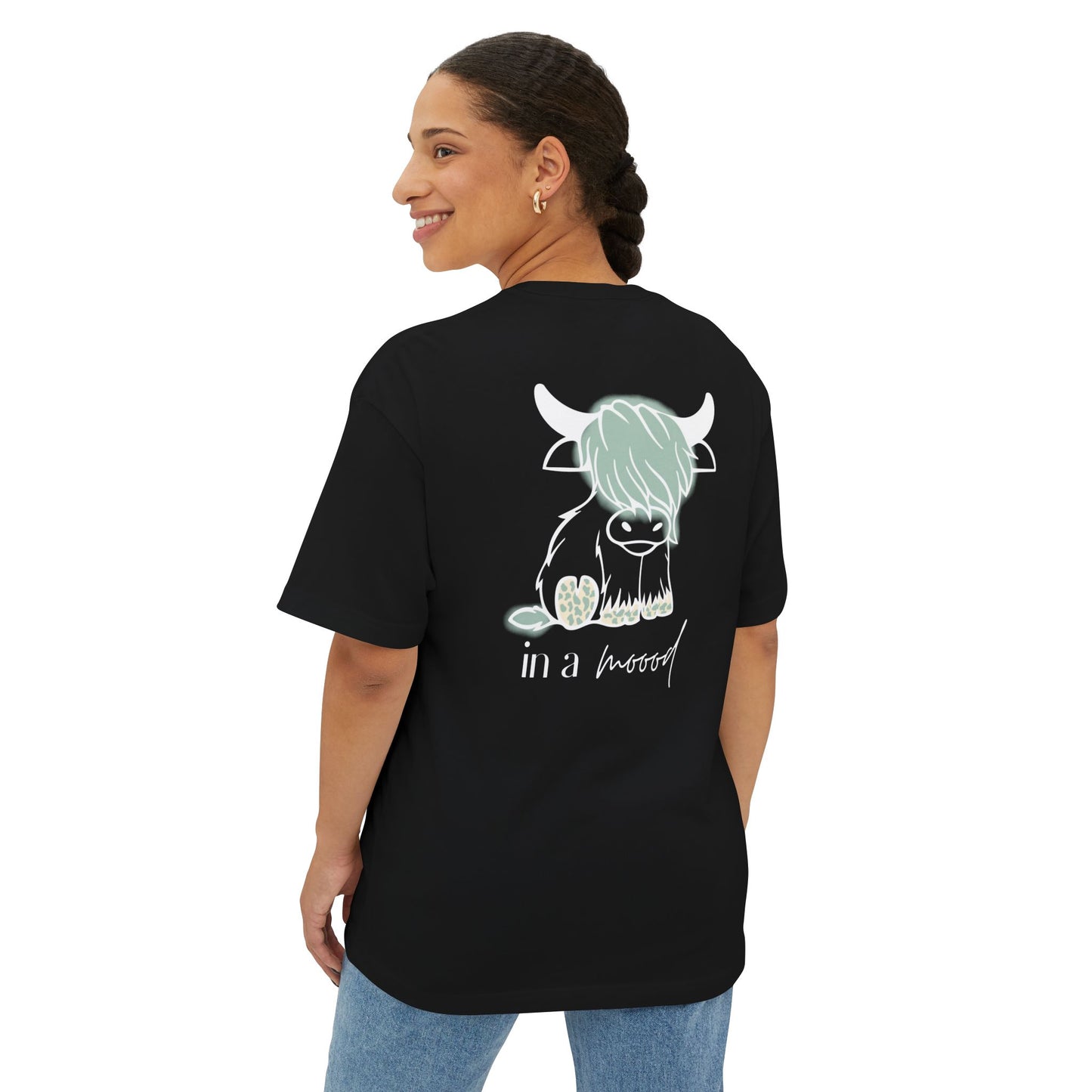 Bull head "In a moood" Graphic Unisex Oversized T-Shirt (front & back print)