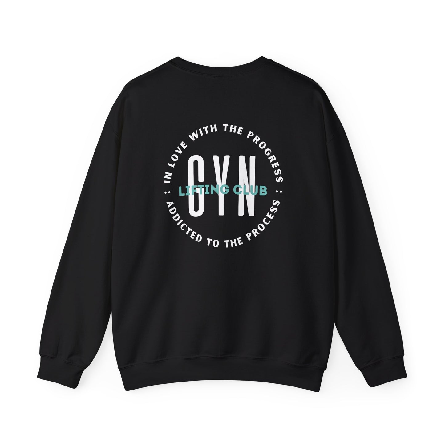 GYN Lifting Club Pump Cover (small front logo with back print) Unisex Sweatshirt